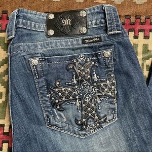 Miss Me Signature Bootcut Cross Embellished Pocket Jeans Size 31
